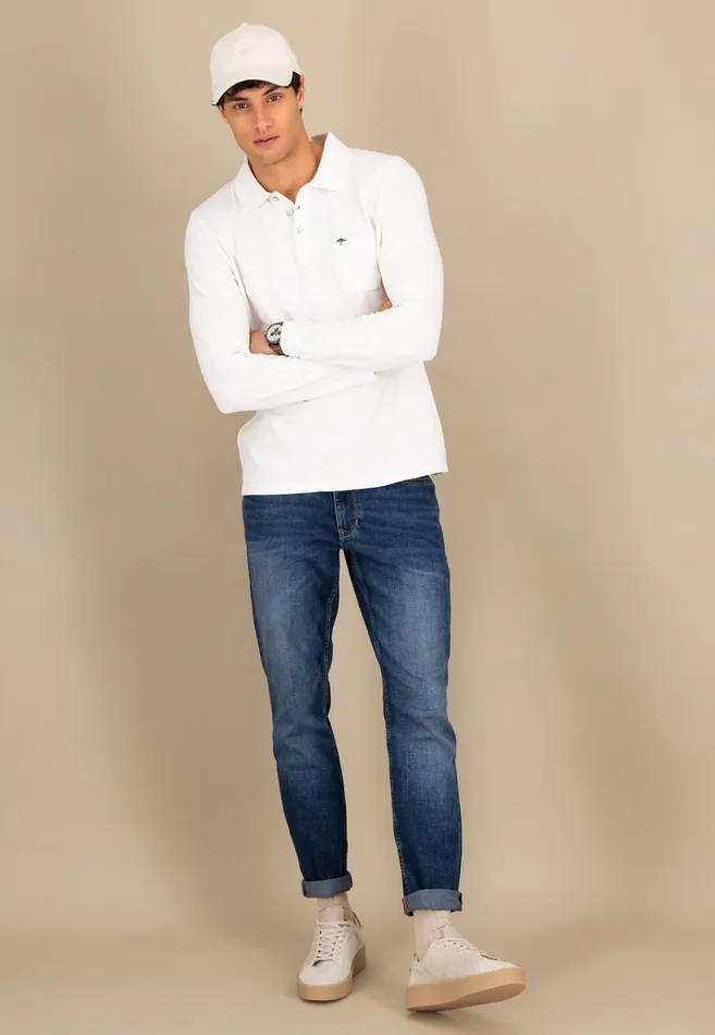 Polo Shirt Men FYNCHHATTON Long Arm Polo Shirt Made Of Cotton New Offwhitenavypoppy Redstrong Blue