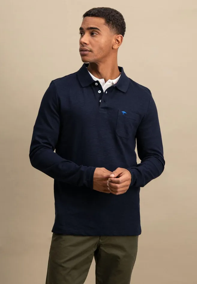 Polo Shirt Men FYNCHHATTON Long Arm Polo Shirt Made Of Cotton New Offwhitenavypoppy Redstrong Blue