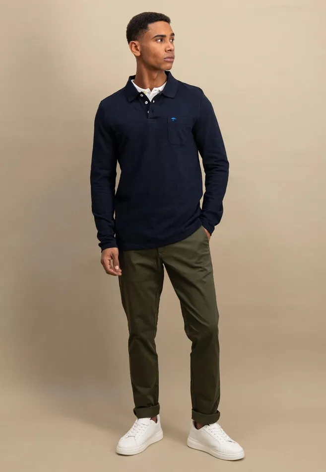 Polo Shirt Men FYNCHHATTON Long Arm Polo Shirt Made Of Cotton New Offwhitenavypoppy Redstrong Blue