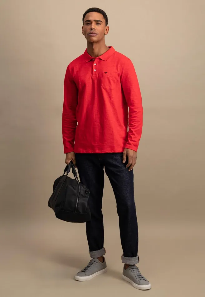 Polo Shirt Men FYNCHHATTON Long Arm Polo Shirt Made Of Cotton New Offwhitenavypoppy Redstrong Blue