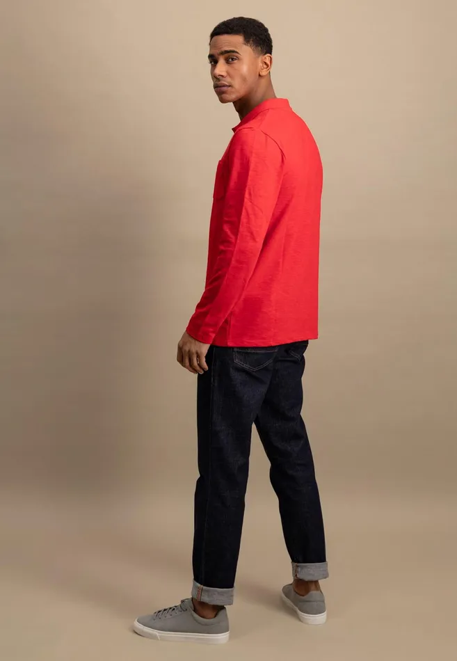 Polo Shirt Men FYNCHHATTON Long Arm Polo Shirt Made Of Cotton New Offwhitenavypoppy Redstrong Blue
