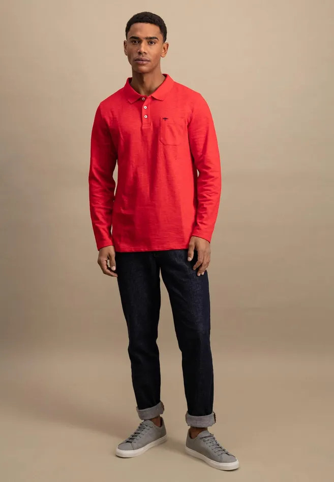 Polo Shirt Men FYNCHHATTON Long Arm Polo Shirt Made Of Cotton New Offwhitenavypoppy Redstrong Blue