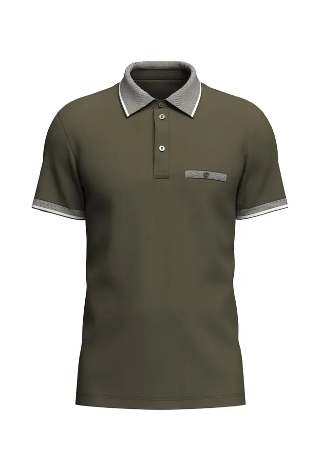 Polo Shirt Men FYNCHHATTON Polo Shirt Made Of 100 Cotton With A Button Pocket Summer Breezenavydark Khaki