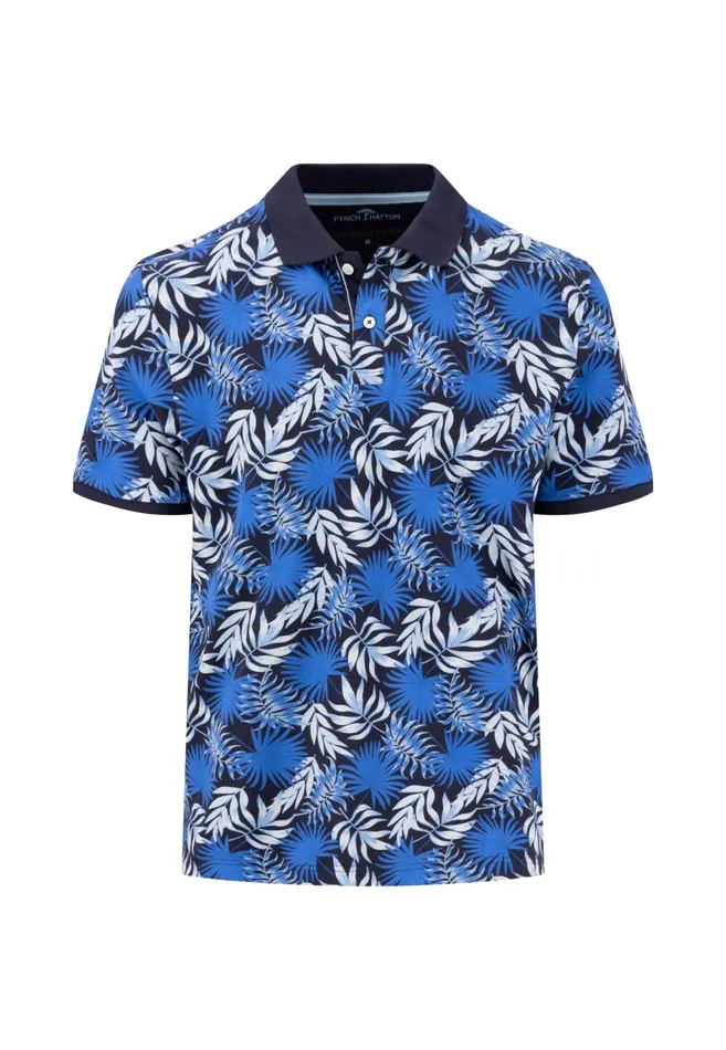Polo Shirt Men FYNCHHATTON Polo Shirt Made Of Cotton With Botanical Print Navywhite Polo Shirt Men FYNCHHATTON Polo Shirt Made Of Cotton With Botanical Print Navywhite