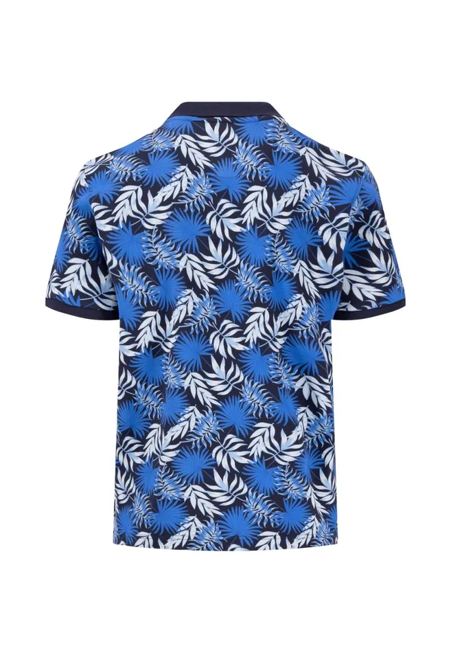 Polo Shirt Men FYNCHHATTON Polo Shirt Made Of Cotton With Botanical Print Navywhite