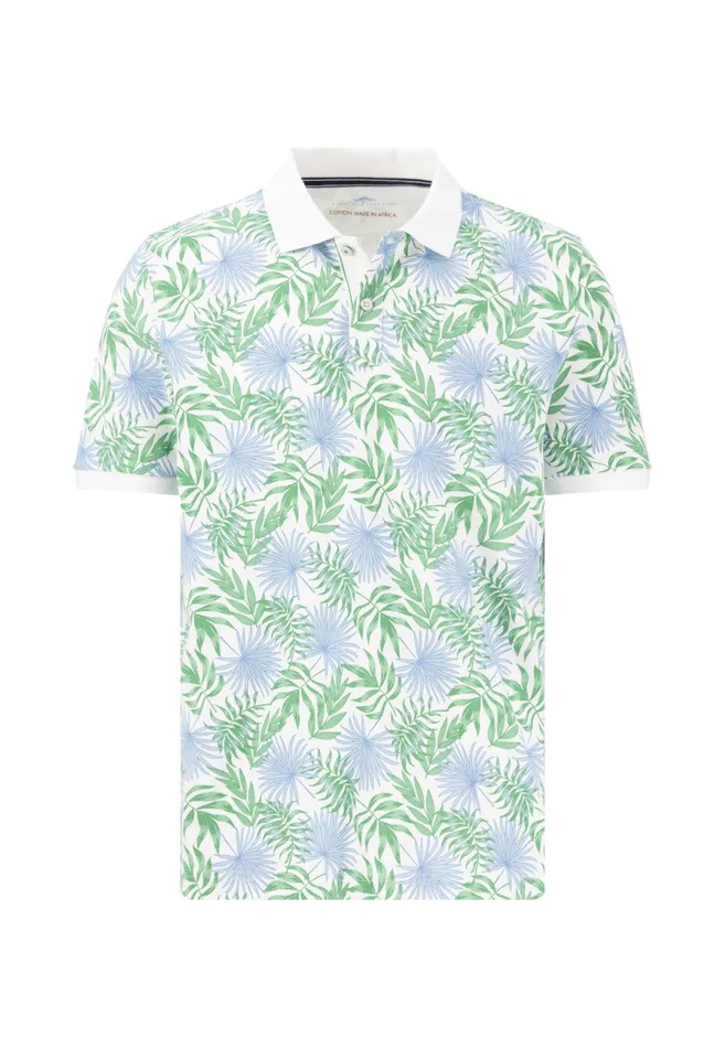 Polo Shirt Men FYNCHHATTON Polo Shirt Made Of Cotton With Botanical Print Navywhite