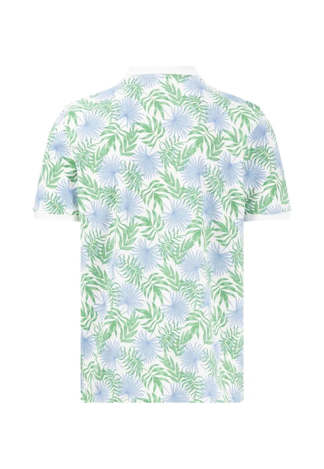 Polo Shirt Men FYNCHHATTON Polo Shirt Made Of Cotton With Botanical Print Navywhite