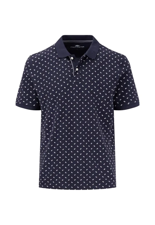 Polo Shirt Men FYNCHHATTON Polo Shirt With A Minimalist All overprint Summer Breezenavywhite