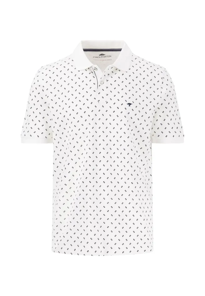 Polo Shirt Men FYNCHHATTON Polo Shirt With A Minimalist All overprint Summer Breezenavywhite