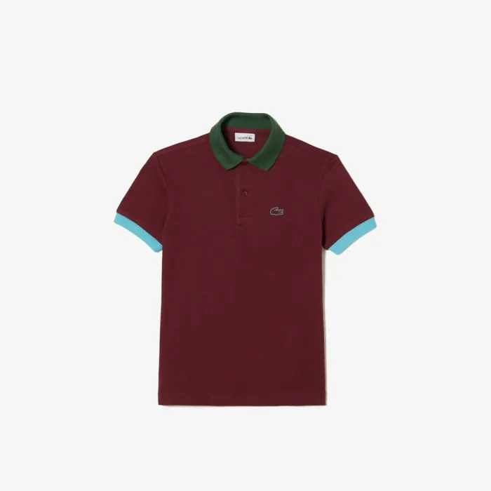 Polos Kids Lacoste Kids039 Colorblock Cotton Piqu Polo Bordeaux White N2i