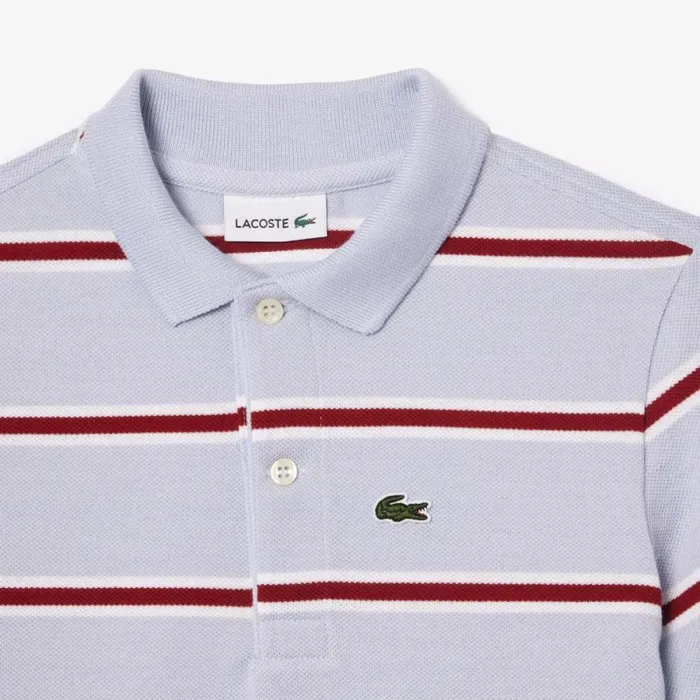 Polos Kids Lacoste Kids039 Striped Piqu Polo Light Blue White Ipq