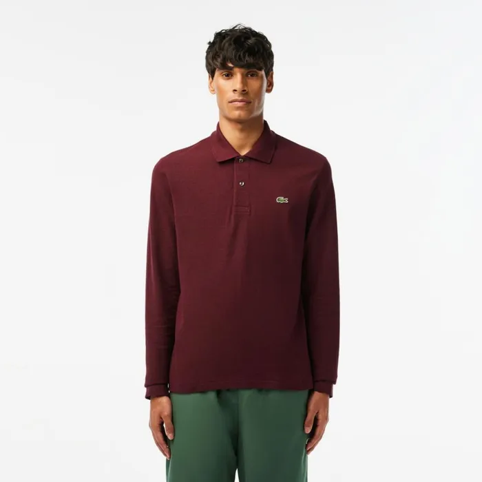 Polos Men Lacoste Men039s Long Sleeve Heathered Cotton Polo Dark Bordeaux Sxl Polos Men Lacoste Men039s Long Sleeve Heathered Cotton Polo Dark Bordeaux Sxl