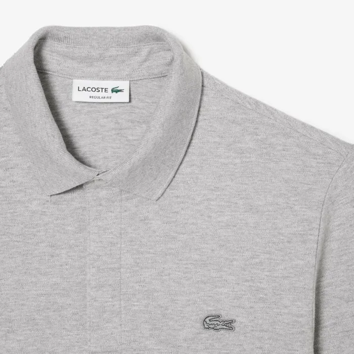 Polos Men Lacoste Men039s Smart Paris Long Sleeve Stretch Cotton Polo Grey Chine Cca