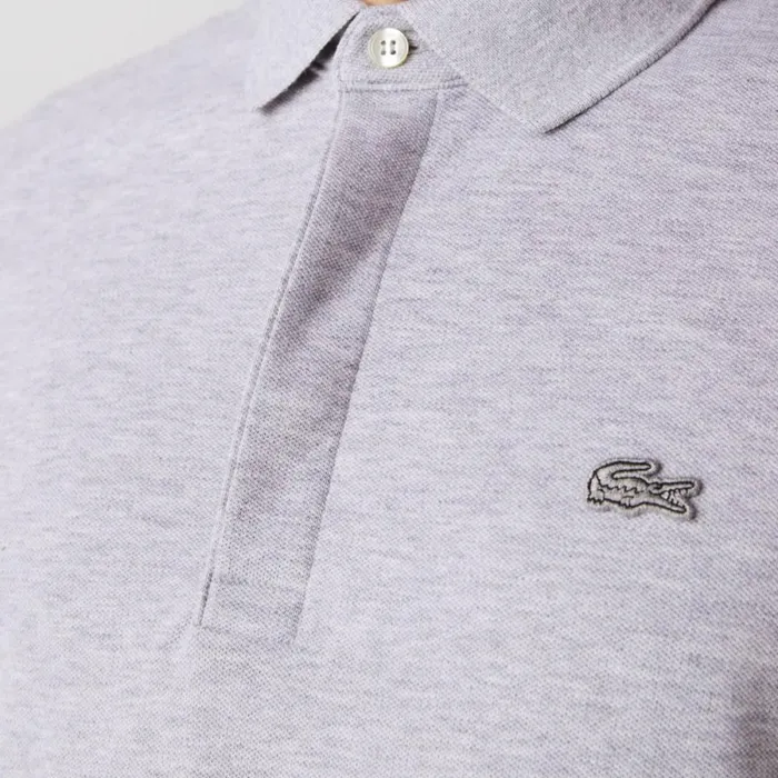 Polos Men Lacoste Men039s Smart Paris Long Sleeve Stretch Cotton Polo Grey Chine Cca