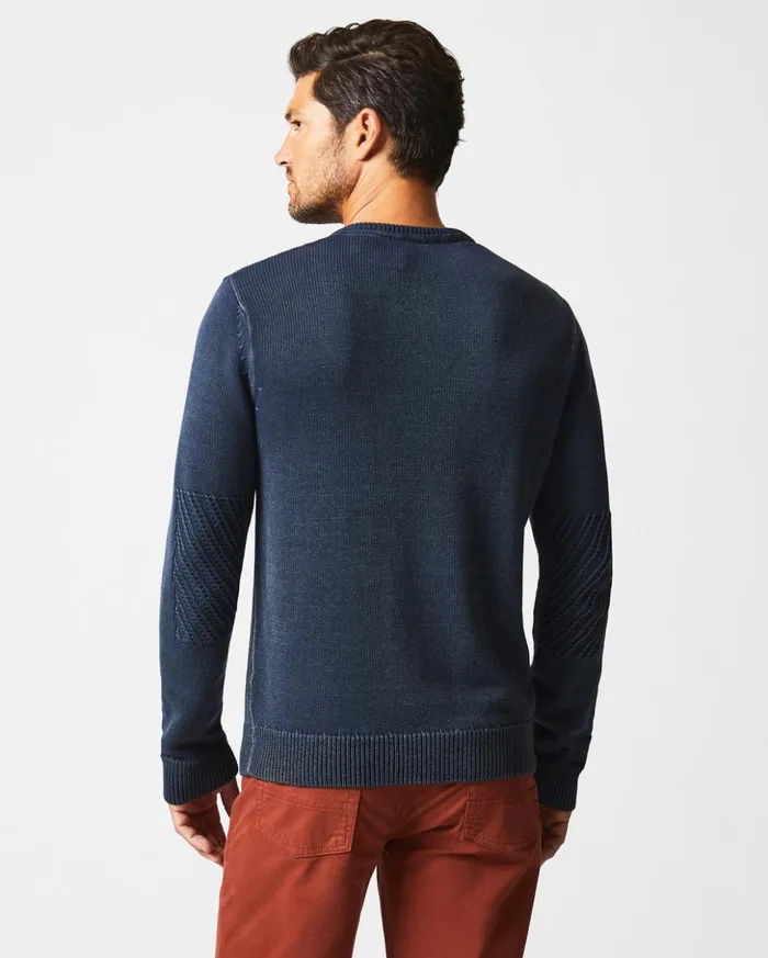 Polos Tees and Henleys Men Billy Reid Garment Dyed Henley Sweater Carbon Blue