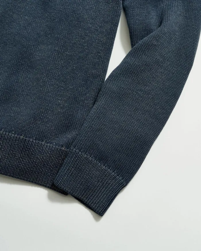Polos Tees and Henleys Men Billy Reid Garment Dyed Henley Sweater Carbon Blue