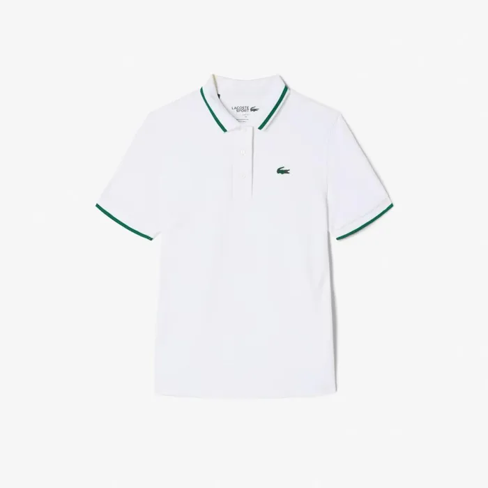 Polos Women Lacoste Women039s Sport Contrast Collar Piqu Polo White Green 3b7