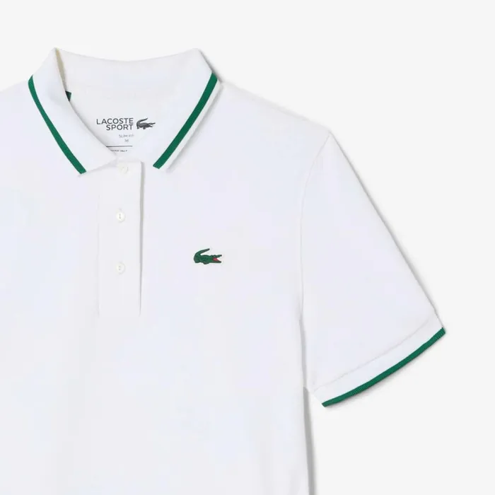 Polos Women Lacoste Women039s Sport Contrast Collar Piqu Polo White Green 3b7