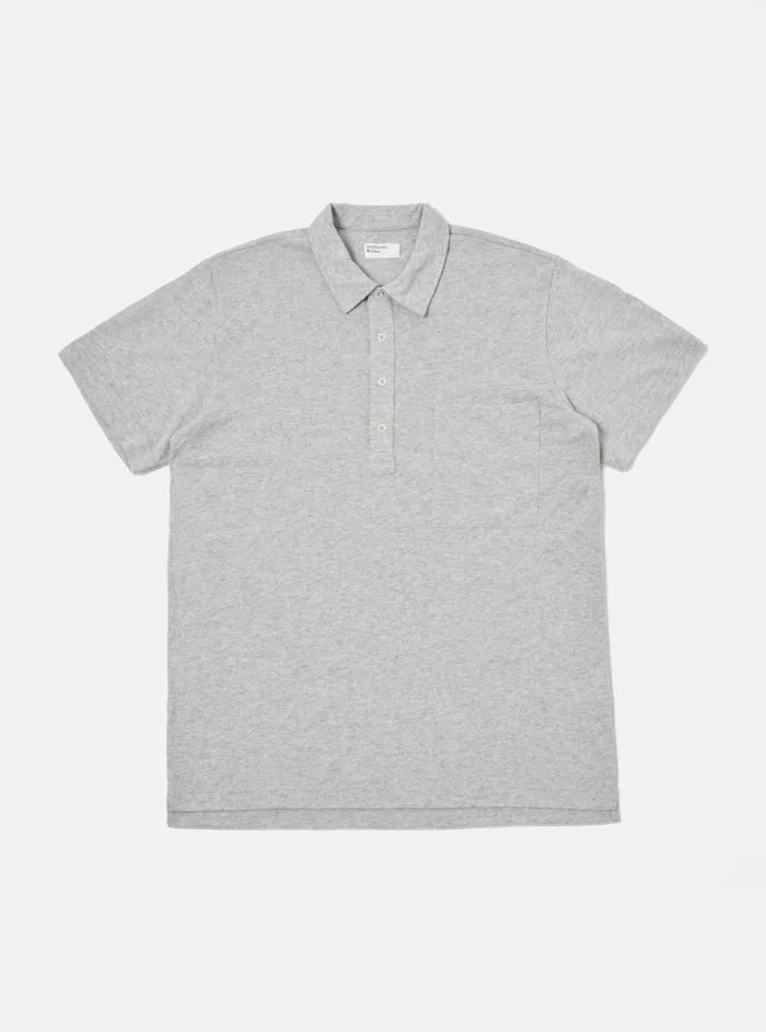 Pullover SS Shirt In Grey Marl Recycled Wool Mix Men Universal Works Tees