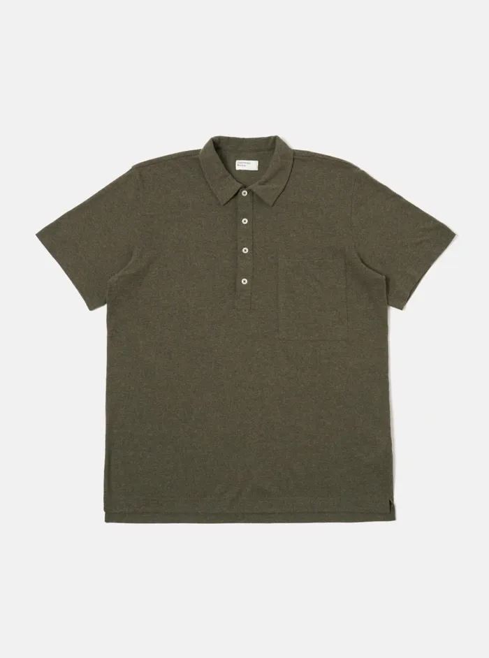 Pullover SS Shirt In Olive Recycled Wool Mix Men Universal Works Tees