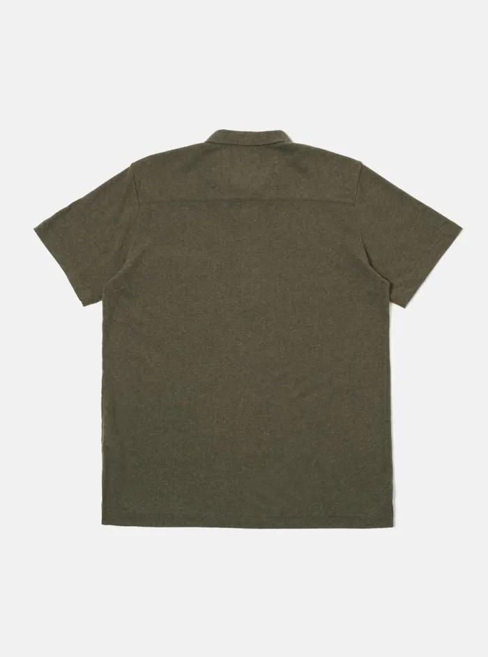 Pullover SS Shirt In Olive Recycled Wool Mix Men Universal Works Tees