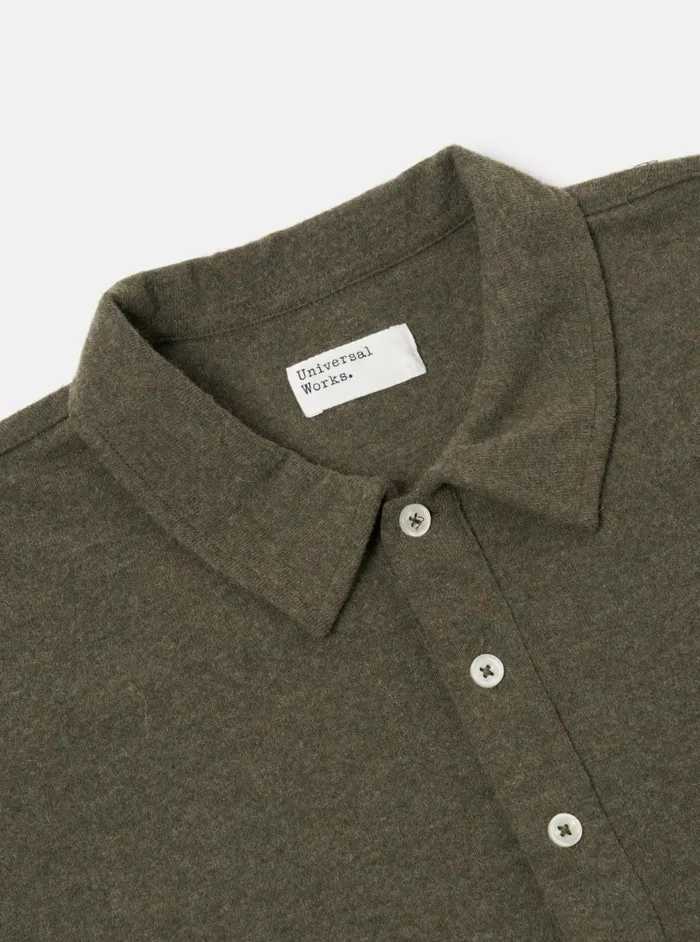 Pullover SS Shirt In Olive Recycled Wool Mix Men Universal Works Tees