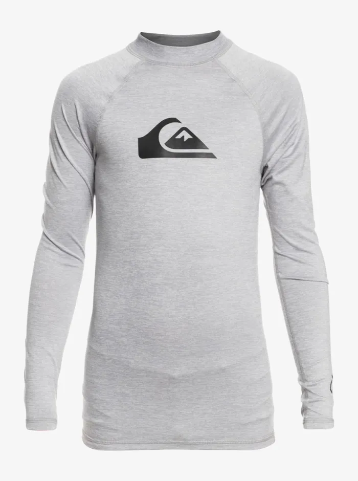 Quiksilver 816 All Time Ls Youth LSL Surf Tee Sleet Heather Boys Rashguards