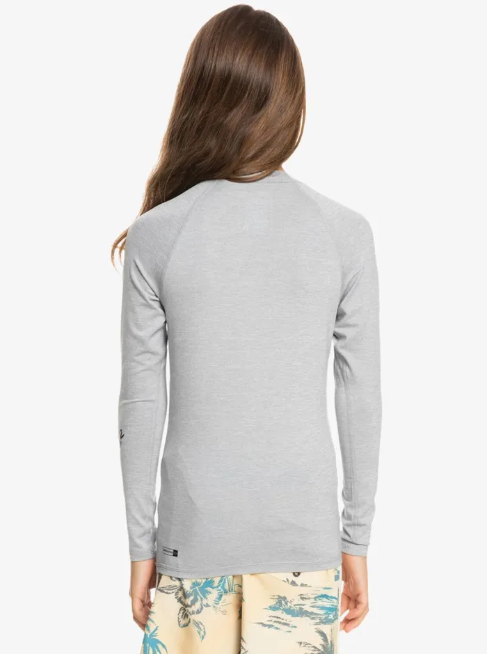 Quiksilver 816 All Time Ls Youth LSL Surf Tee Sleet Heather Boys Rashguards Quiksilver 816 All Time Ls Youth LSL Surf Tee Sleet Heather Boys Rashguards