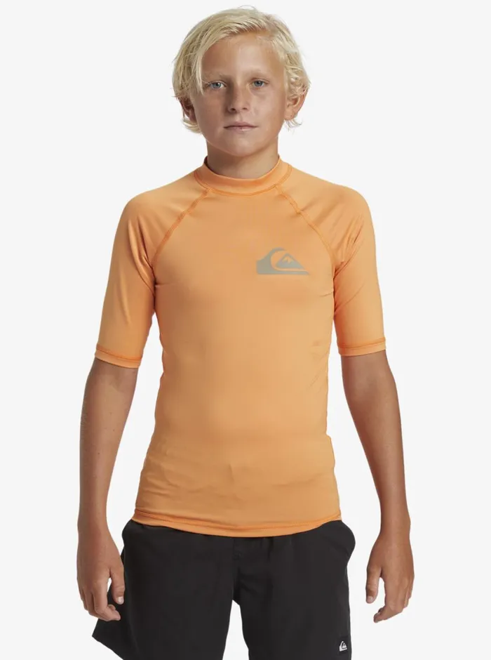 Quiksilver 816 Everyday UPF50 Short Sleeve Surf Tee Tangerine Boys Rashguards Quiksilver 816 Everyday UPF50 Short Sleeve Surf Tee Tangerine Boys Rashguards