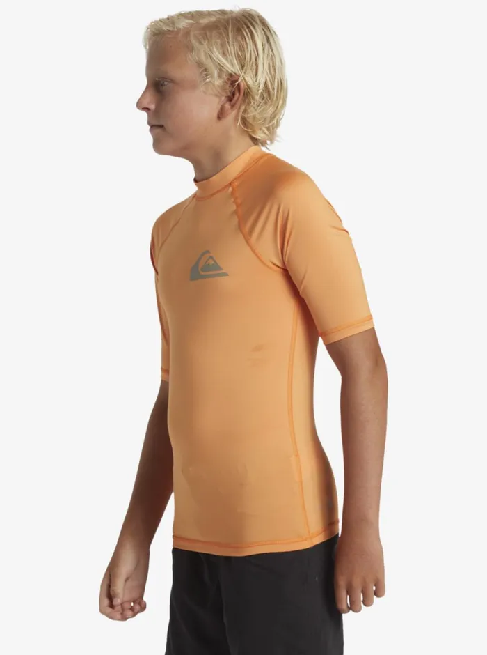Quiksilver 816 Everyday UPF50 Short Sleeve Surf Tee Tangerine Boys Rashguards Quiksilver 816 Everyday UPF50 Short Sleeve Surf Tee Tangerine Boys Rashguards