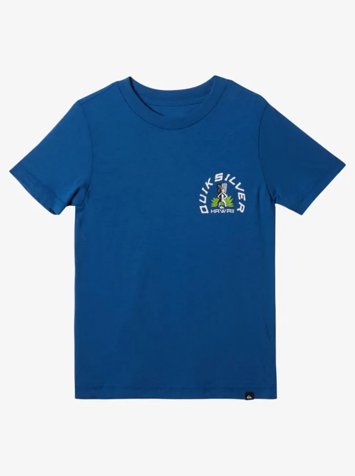 Quiksilver 816 Hawaii Tiki Tom Short Sleeve TShirt Royal Blue Boys Tees