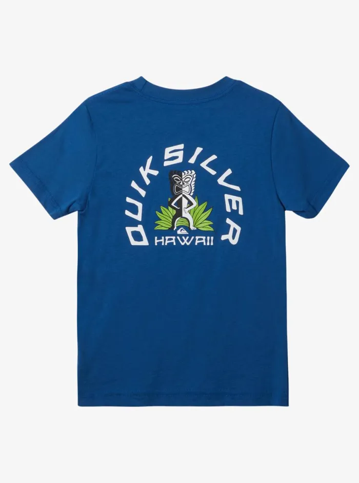 Quiksilver 816 Hawaii Tiki Tom Short Sleeve TShirt Royal Blue Boys Tees