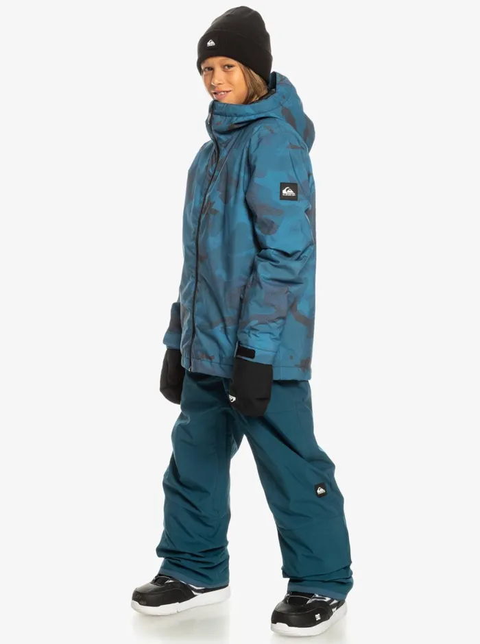 Quiksilver 816 Mission Printed Technical Snow Jacket Spray Camo Majolica Blue Boys Snow Jackets