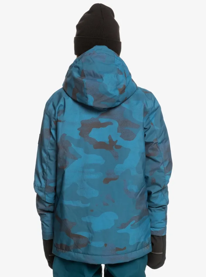 Quiksilver 816 Mission Printed Technical Snow Jacket Spray Camo Majolica Blue Boys Snow Jackets
