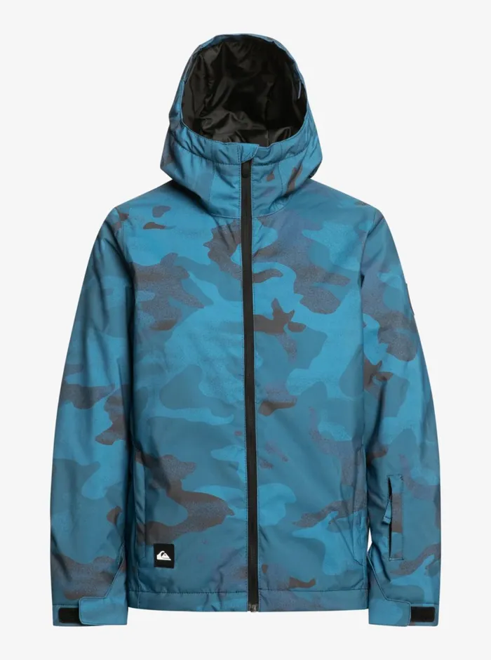 Quiksilver 816 Mission Printed Technical Snow Jacket Spray Camo Majolica Blue Boys Snow Jackets