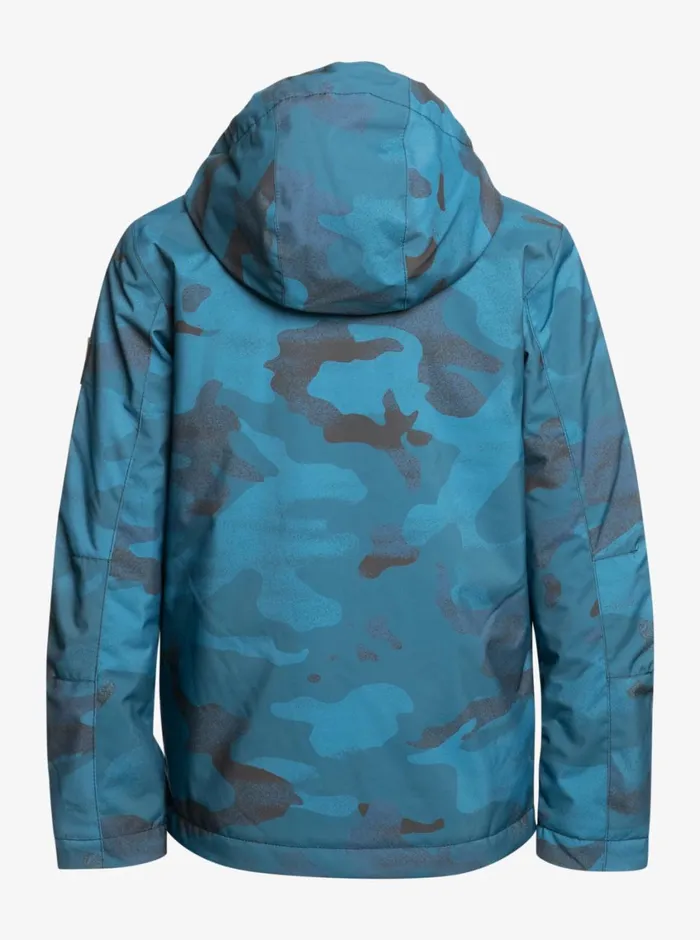 Quiksilver 816 Mission Printed Technical Snow Jacket Spray Camo Majolica Blue Boys Snow Jackets