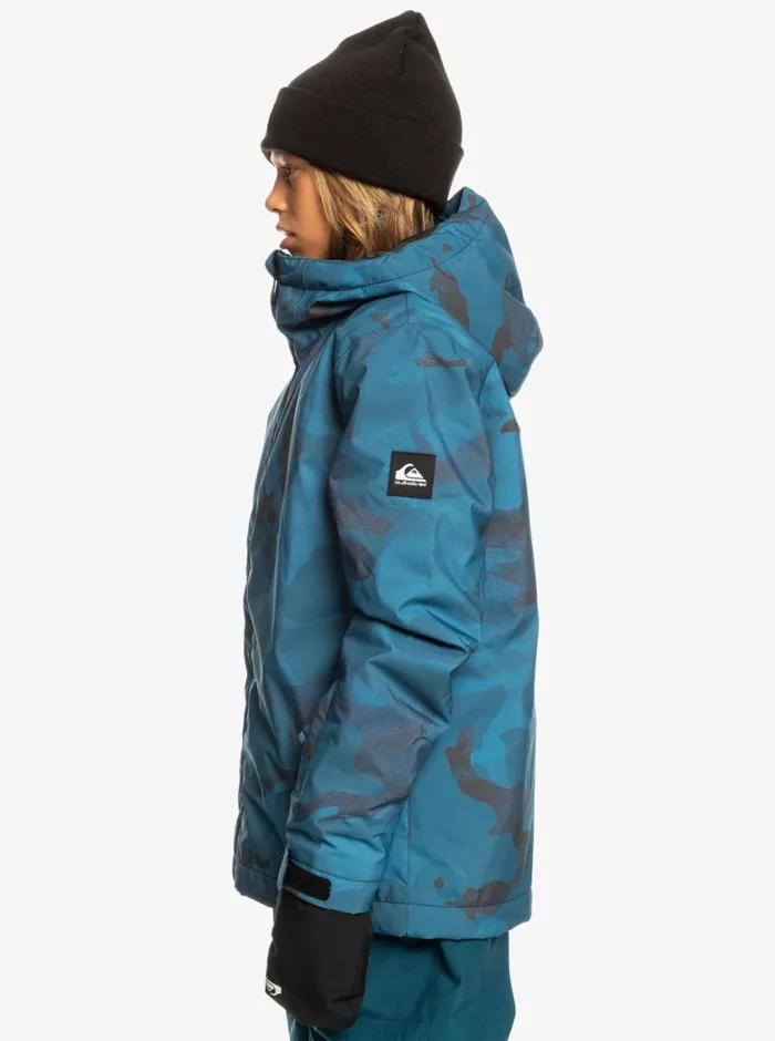Quiksilver 816 Mission Printed Technical Snow Jacket Spray Camo Majolica Blue Boys Snow Jackets