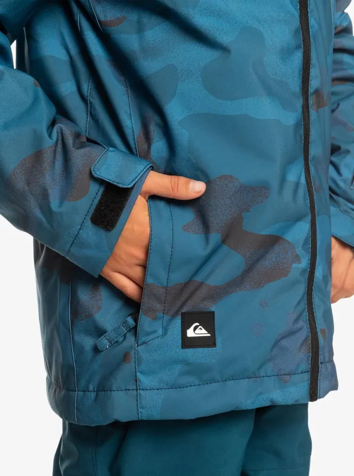 Quiksilver 816 Mission Printed Technical Snow Jacket Spray Camo Majolica Blue Boys Snow Jackets