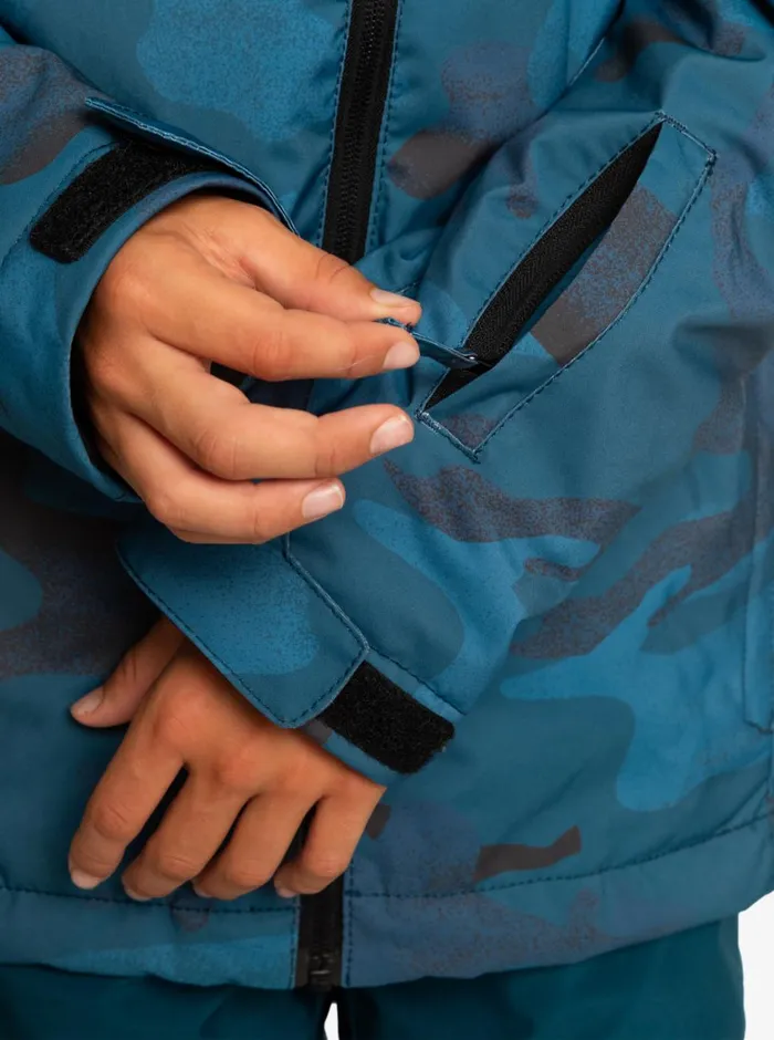 Quiksilver 816 Mission Printed Technical Snow Jacket Spray Camo Majolica Blue Boys Snow Jackets