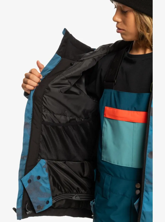 Quiksilver 816 Mission Printed Technical Snow Jacket Spray Camo Majolica Blue Boys Snow Jackets