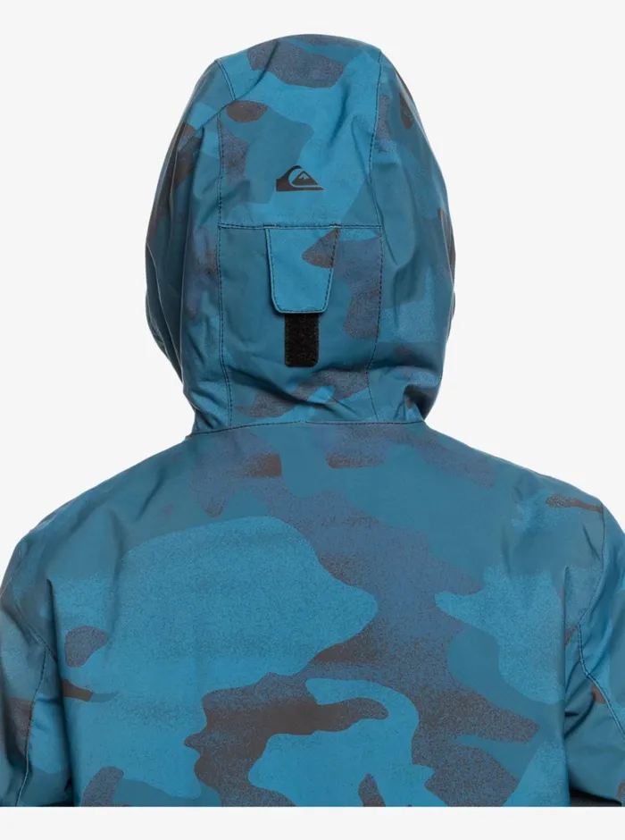Quiksilver 816 Mission Printed Technical Snow Jacket Spray Camo Majolica Blue Boys Snow Jackets