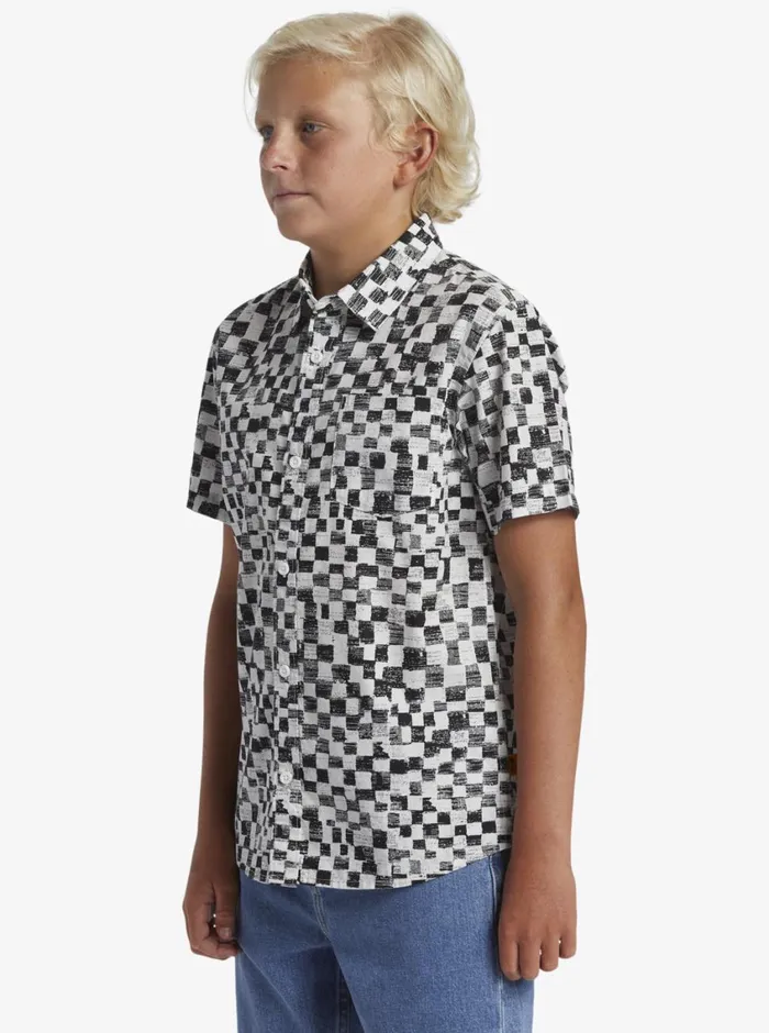 Quiksilver 816 Saturn Distort Short Sleeve Woven Shirt Black Mercury Ss Youth Boys Shirts