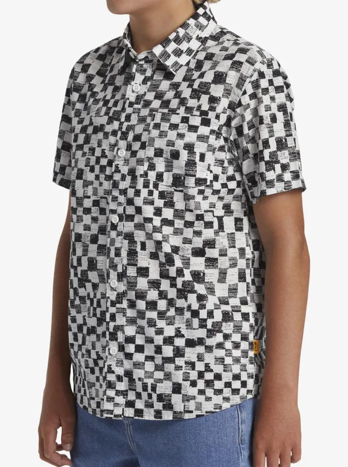 Quiksilver 816 Saturn Distort Short Sleeve Woven Shirt Black Mercury Ss Youth Boys Shirts