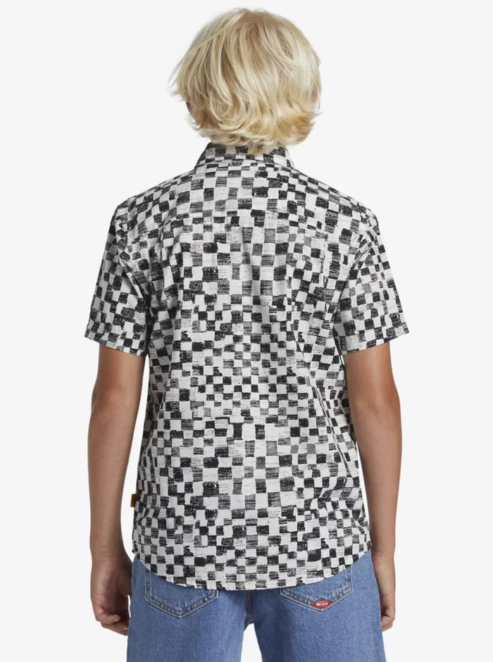 Quiksilver 816 Saturn Distort Short Sleeve Woven Shirt Black Mercury Ss Youth Boys Shirts