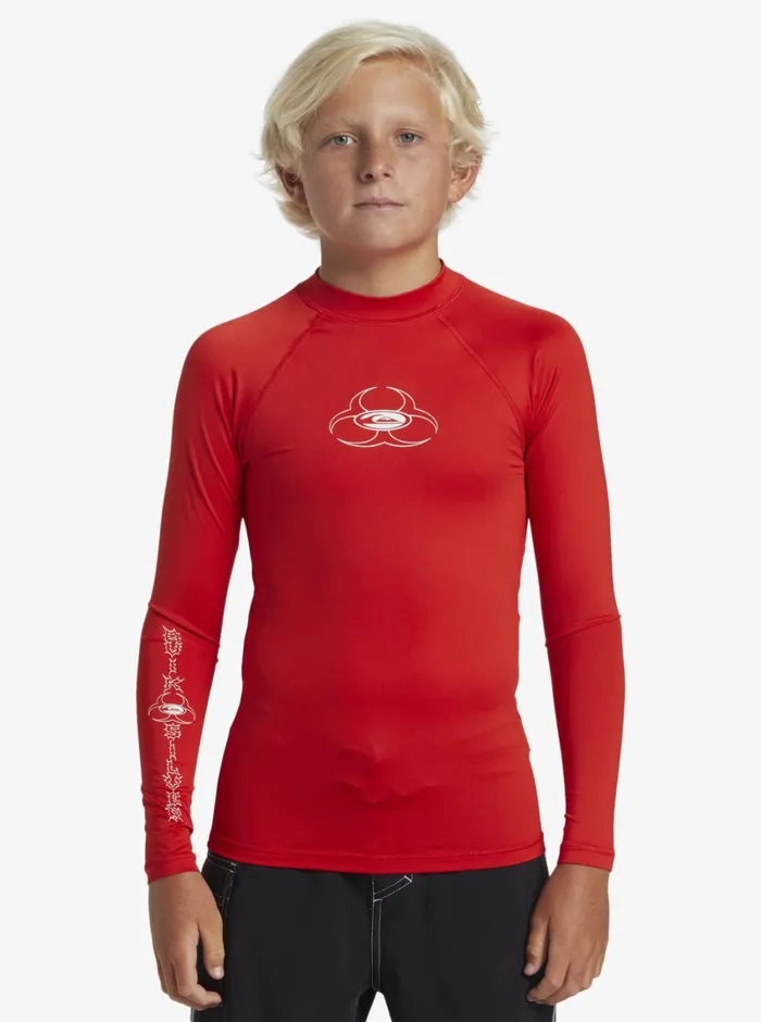 Quiksilver 816 Saturn UPF50 Long Sleeve Surf Tee High Risk Red Boys Rashguards