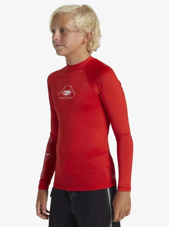 Quiksilver 816 Saturn UPF50 Long Sleeve Surf Tee High Risk Red Boys Rashguards