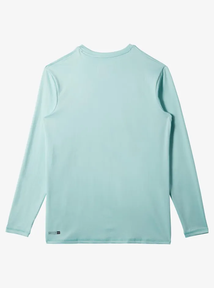 Quiksilver 816 Solid Streak Ls Youth LSL Surf Tee Pastel Turquoise Boys Rashguards
