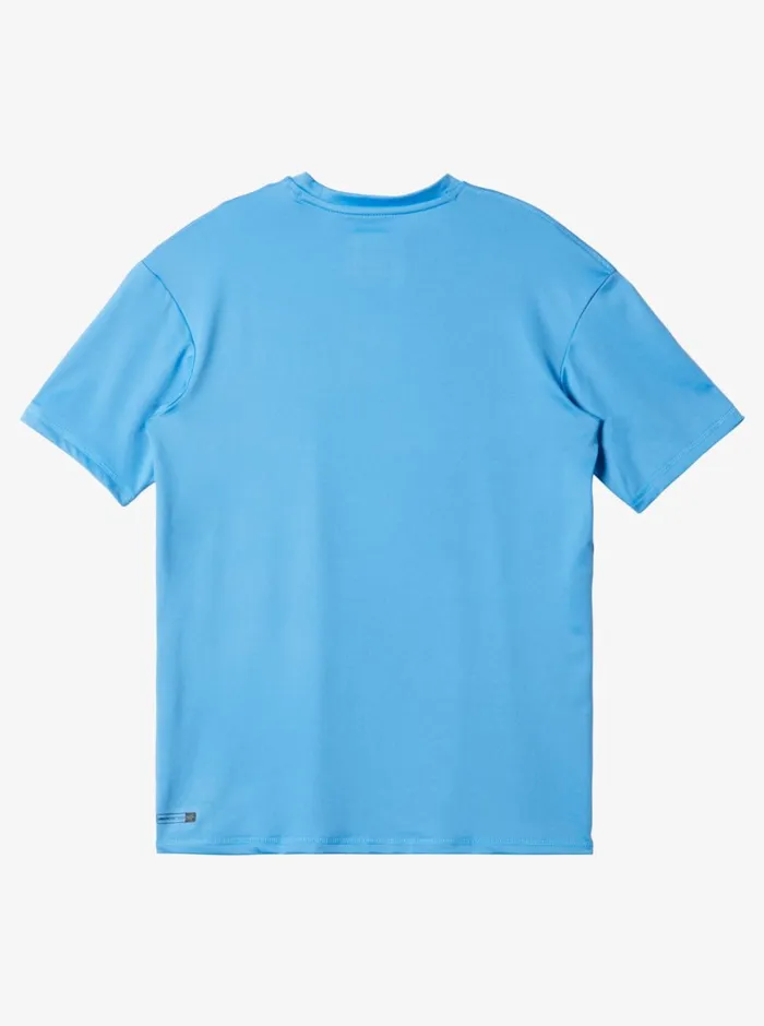 Quiksilver 816 Solid Streak Short Sleeve UPF 50 Surf TShirt Azure Blue Boys Rashguards Quiksilver 816 Solid Streak Short Sleeve UPF 50 Surf TShirt Azure Blue Boys Rashguards