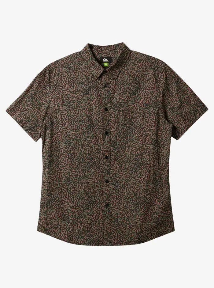 Quiksilver Apero Organic Classic Short Sleeve Woven Shirt Willow Aop Better Mens Shirts and Polos
