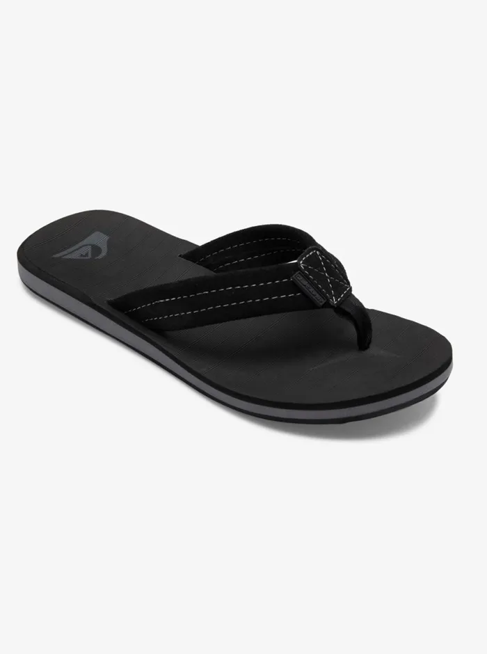 Quiksilver Carver Suede Leather Sandals Solid Black Mens Sandals